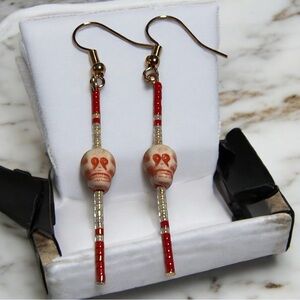💀Red Skull Beaded Earrings💀